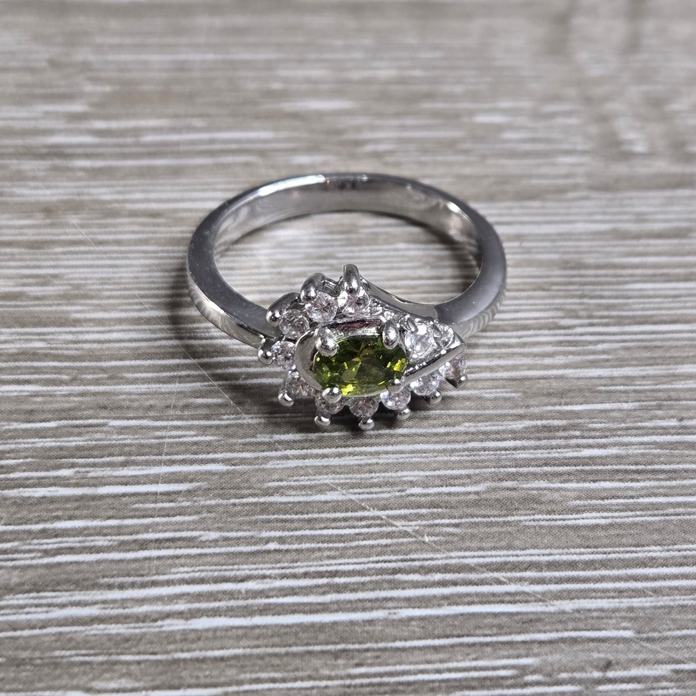 Unbranded Ring Womens 6.5 Green Stainless Steel Simulated Peridot CZ Tested